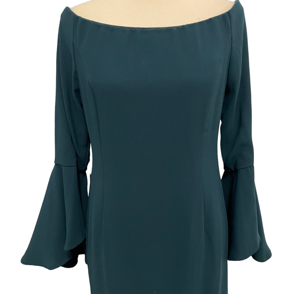 Bardot Teal Off The Shoulder Long Bell Sleeve Dress - Picture 5 of 11